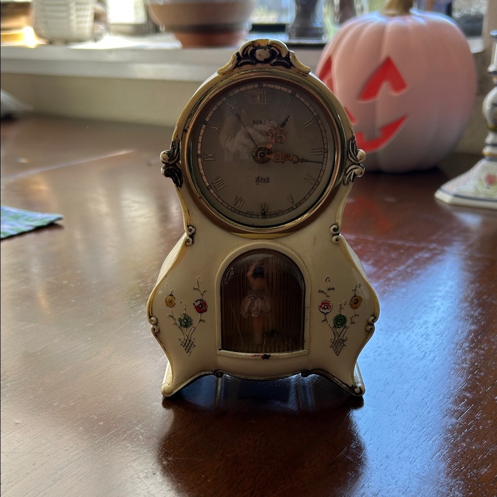 Cream Vintage Clock with Gold Accents